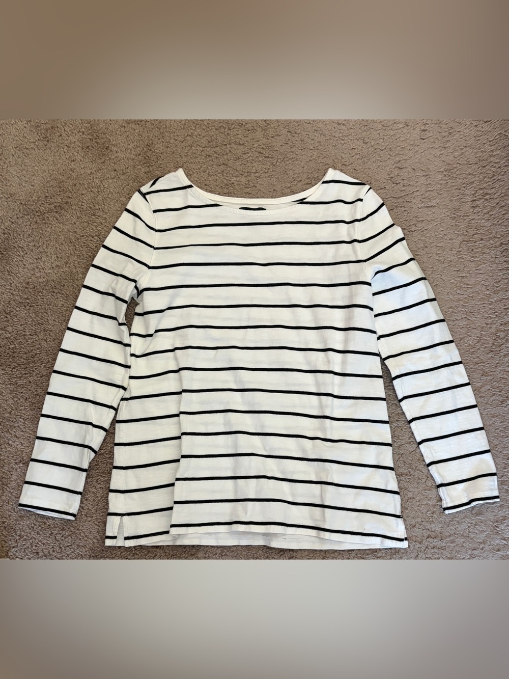 GAP White Long Sleeve Top with Black Stripes